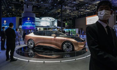 China Evergrande New Energy Vehicle Group's Hengchi 1 electric vehicle at an auto show in Shanghai in April.