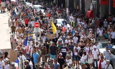 Demonstrators march in Marseille