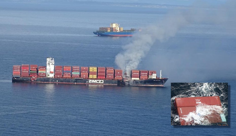Container ship Zim Kingston lost 40 shipping containers in the water of the Straight of Juan de Fuca on Friday; a fire was reported on the vessel the next day