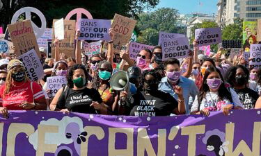 Protesters gather during the Women's March's "Rally For Abortion Justice" in Washington