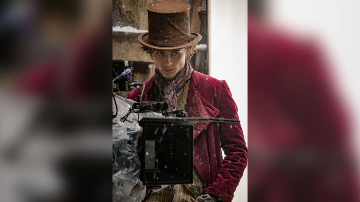 <i>From Timothée Chalamet</i><br/>Timothée Chalamet has teased a first look at his portrayal of iconic candy man Willy Wonka in the upcoming film 