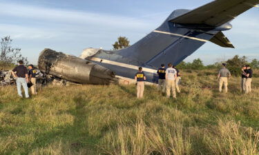 A McDonnell Douglas MD-87 airplane carrying 21 people rolled through a fence and caught fire on take-off at the Houston Executive Airport on October 19. Authorities say no-one was seriously hurt as passengers on the plane report being told to 'Get out