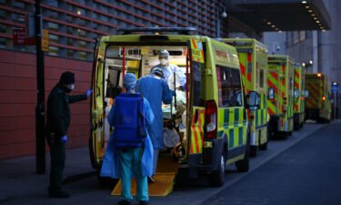 British and international authorities are closely monitoring a subtype of the Delta variant that is causing a growing number of infections in the United Kingdom. A row of ambulances in London in January is seen.