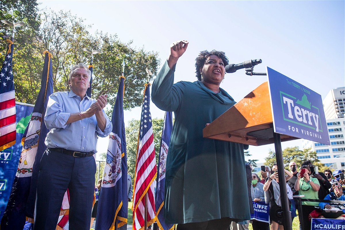 <i>Zach Gibson/Getty Images</i><br/>Stacey Abrams had a message for Democrats in Virginia saying