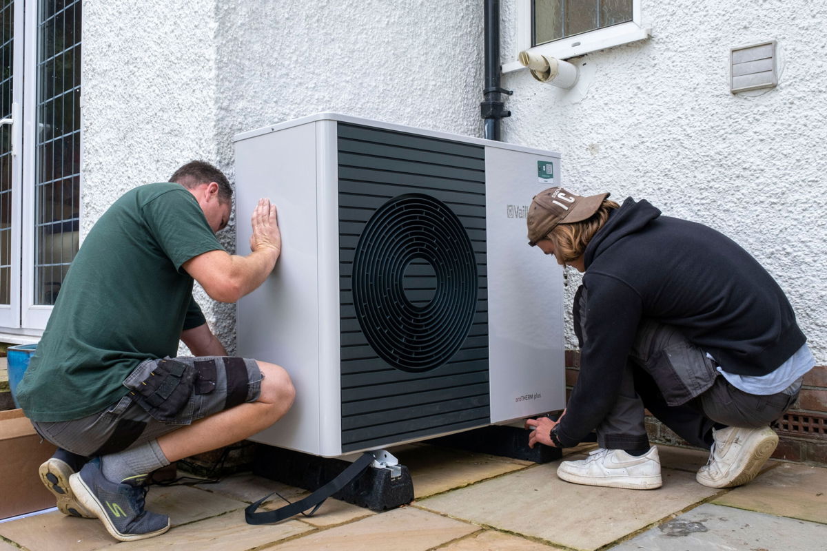 <i>Andrew Aitchison/In pictures/Getty Images</i><br/>An air source heat pump unit is installed at a 1930s-built house in Folkestone