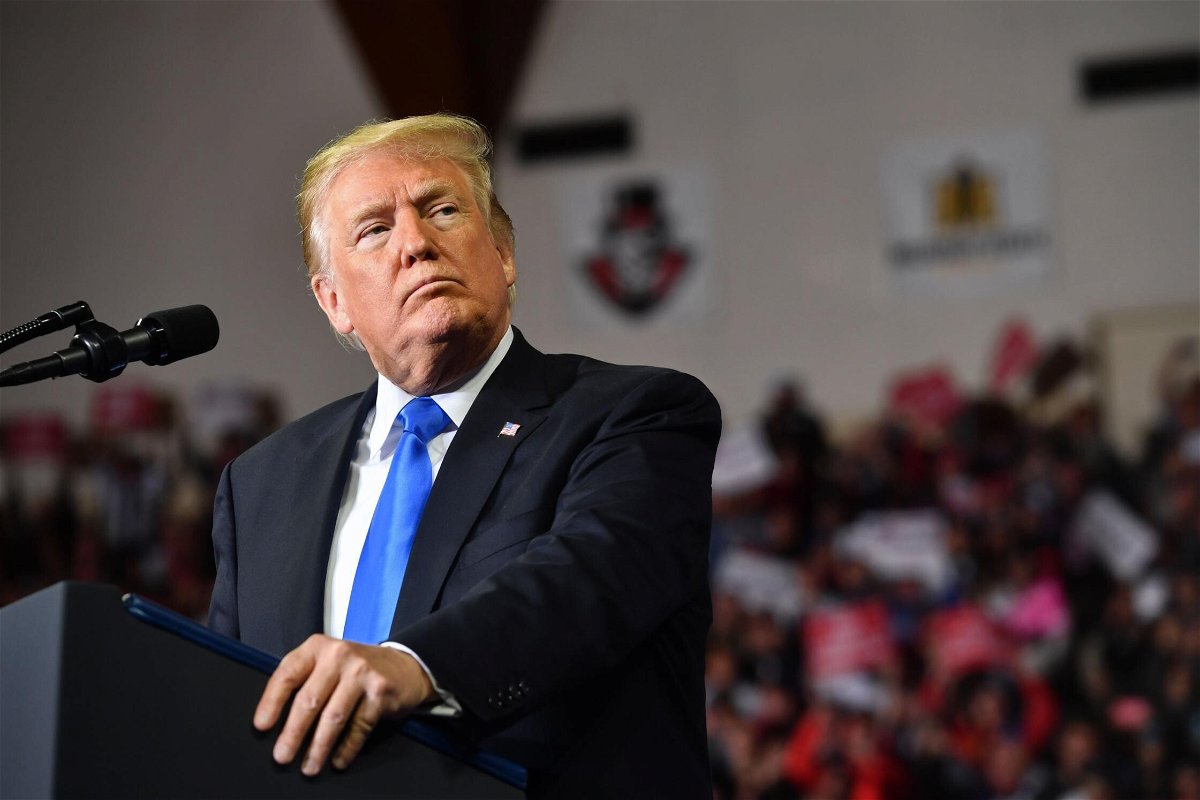 <i>NICHOLAS KAMM/AFP/AFP via Getty Images</i><br/>Shares of the shell company that former President Trump's new media company plans to merge with surged as much as 284% on Friday. Trump is shown here at the Eastern Kentucky University