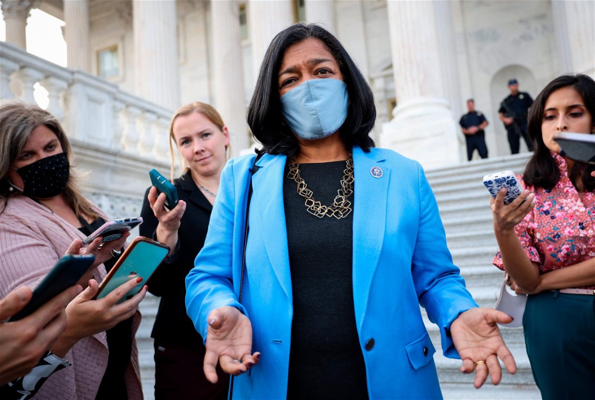 <i>Kevin Dietsch/Getty Images</i><br/>House Speaker Nancy Pelosi will meet Tuesday afternoon with Congressional Progressive Caucus chairwoman Rep. Pramila Jayapal