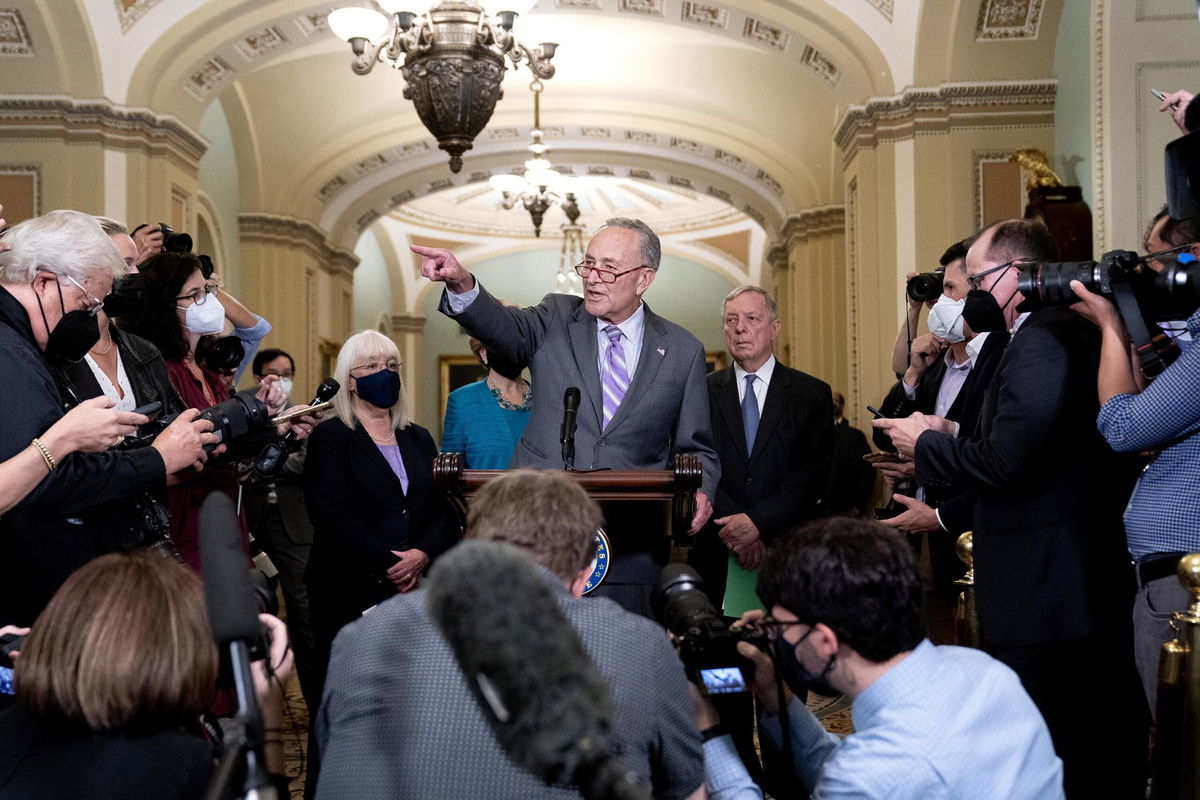 <i>Stefani Reynolds/Bloomberg/Getty Images</i><br/>Senate Majority Leader Chuck Schumer