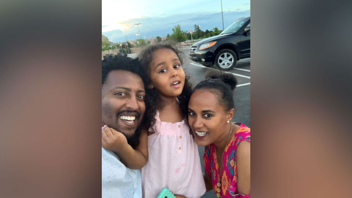 <i>Courtesy Dagne and Rahel Estifanos</i><br/>Dagne and Rahel Estifanos pose with their daughter