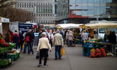 German inflation hits 29-year high as energy costs spike across Europe. Shoppers go to the weekly market in Saxony-Anhalt