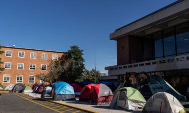 Tents are set up near Howard's Blackburn University Center