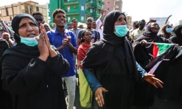 Sudanese protesters demand the end of military rule during pro-democracy demonstrations in Khartoum on Saturday