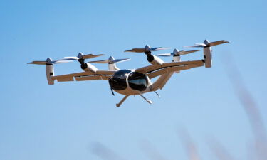 Joby says its eVTOL aircraft can fly up to 150 miles in a single charge. (John General/CNN)