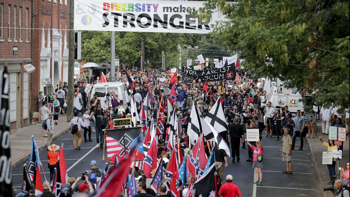 <i>Chip Somodevilla/Getty Images</i><br/>Hundreds of white nationalists and neo-Nazis march in Charlottesville