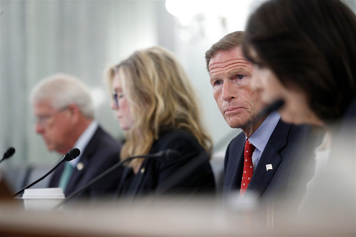 <i>Tom Brenner/Pool/Getty Images</i><br/>Senator Richard Blumenthal grilled Facebook Head of Global Safety Antigone Davis during a hearing on the company's impact on young users lsat week.