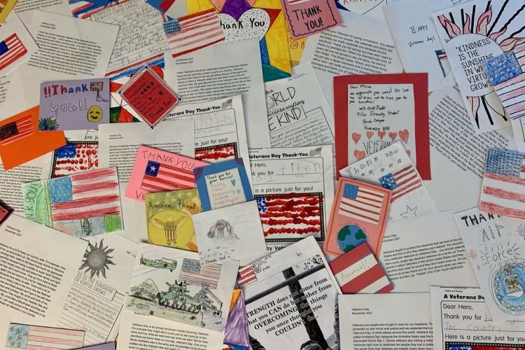 Hand-written notes from W.E. Miller Elementary students are one way Bend-La Pine Schools are honoring veterans this week