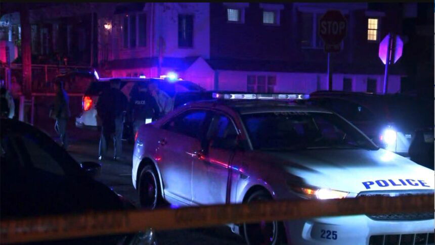 <i>KYW</i><br/>Police caution tape at a crime scene where a woman was shot in the head and stomach
