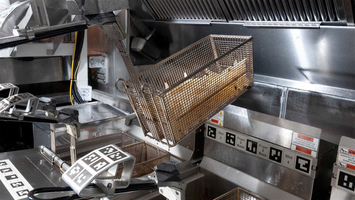 <i>Miso Robotics</i><br/>White Castle has plans to roll out Flippy 2 in up to 10 of its 360 total restaurants. Flippy is seen frying fries.