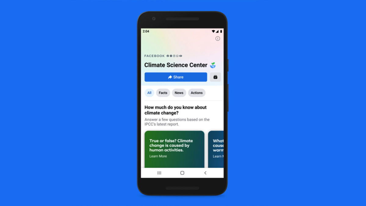<i>Facebook</i><br/>Facebook launched its Climate Science Center in September 2020 in an effort to provide users with authoritative information about climate change.