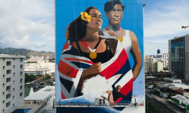 Hawaiian artist's enormous murals are ambitious in scale and message.