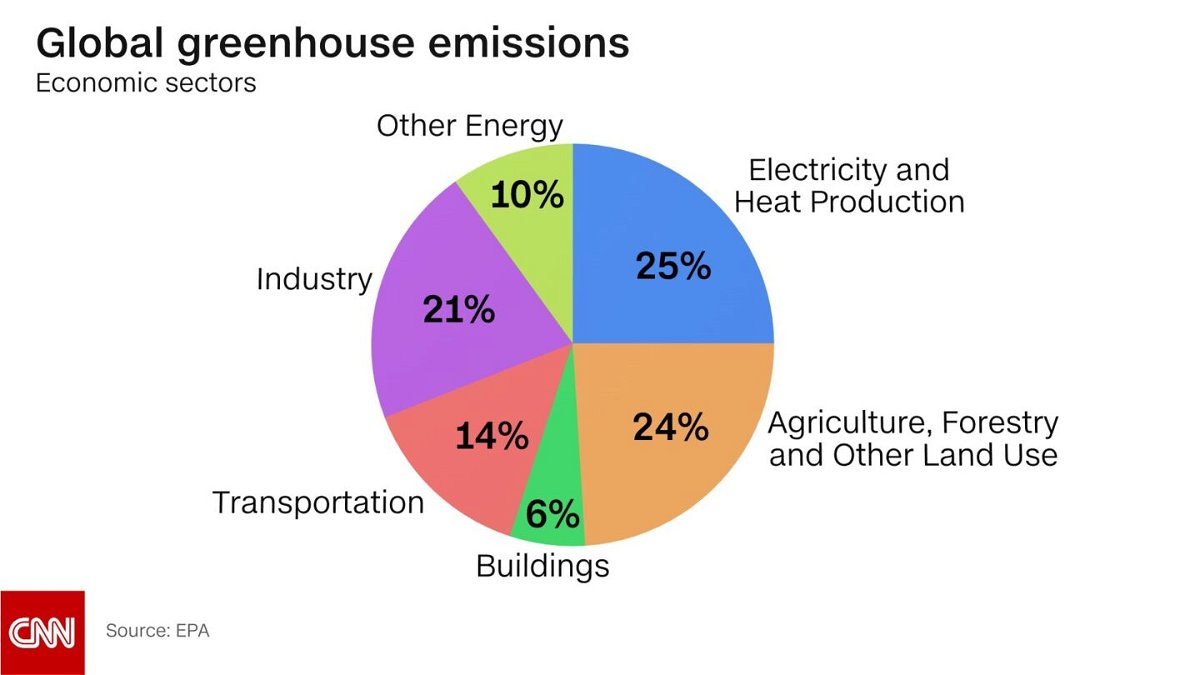 <i>CNN Weather</i><br/>Greenhouse gas emissions by economic sector
