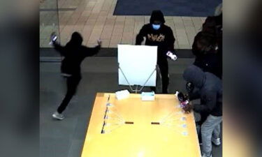 Groups of thieves target two high-end stores in California. This image is from surveillance footage of a robbery on November 2