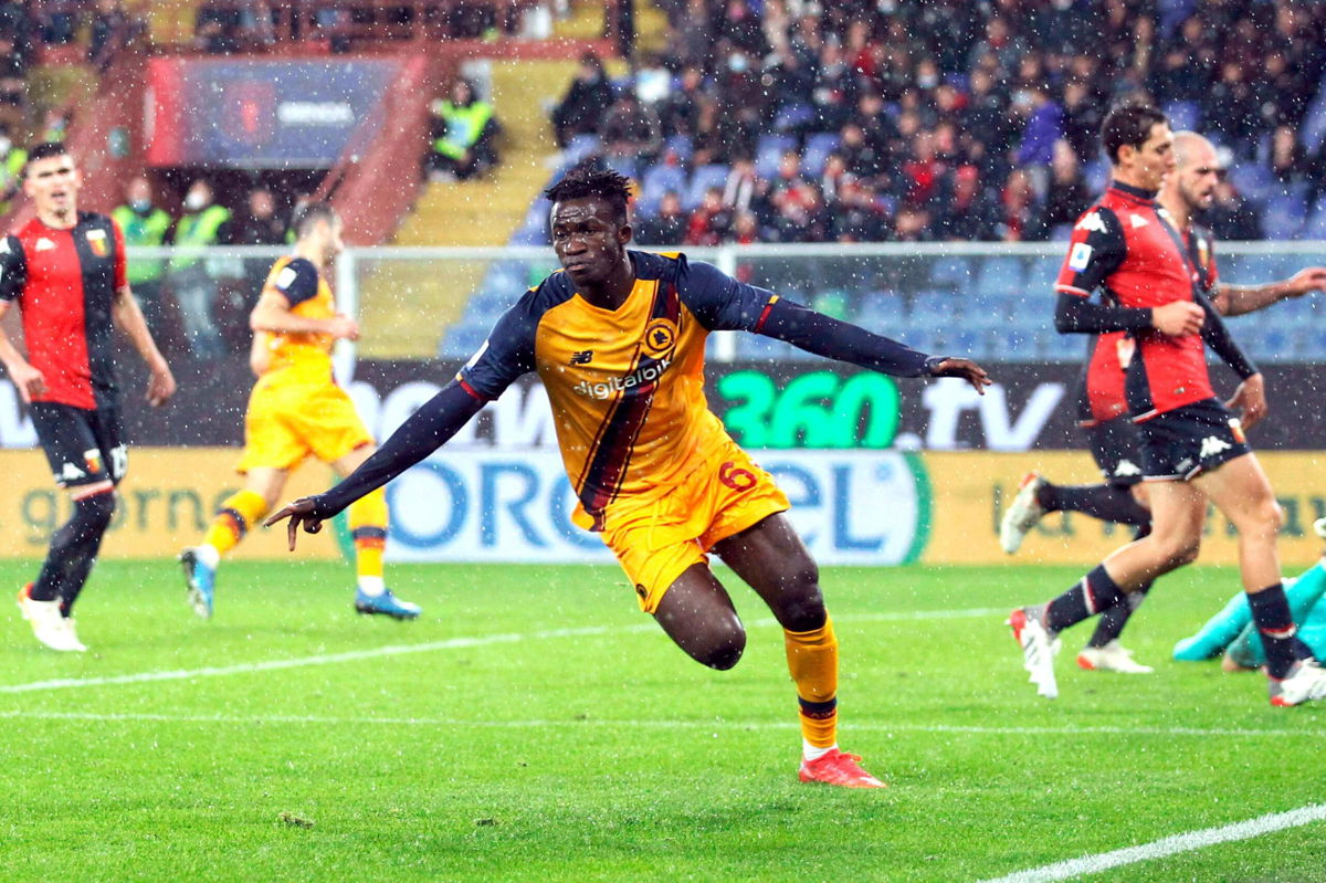 <i>Tano Pecoraro/AP</i><br/>Felix Afena-Gyan celebrates after scoring against Genoa on November 21
