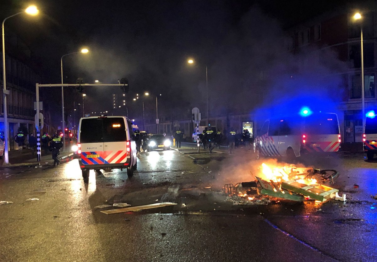 <i>DANNY KEMP/AFP/Getty Images</i><br/>Protests in European countries against new Covid-19 restrictions turned violent over as cases continue to rise in the continent.