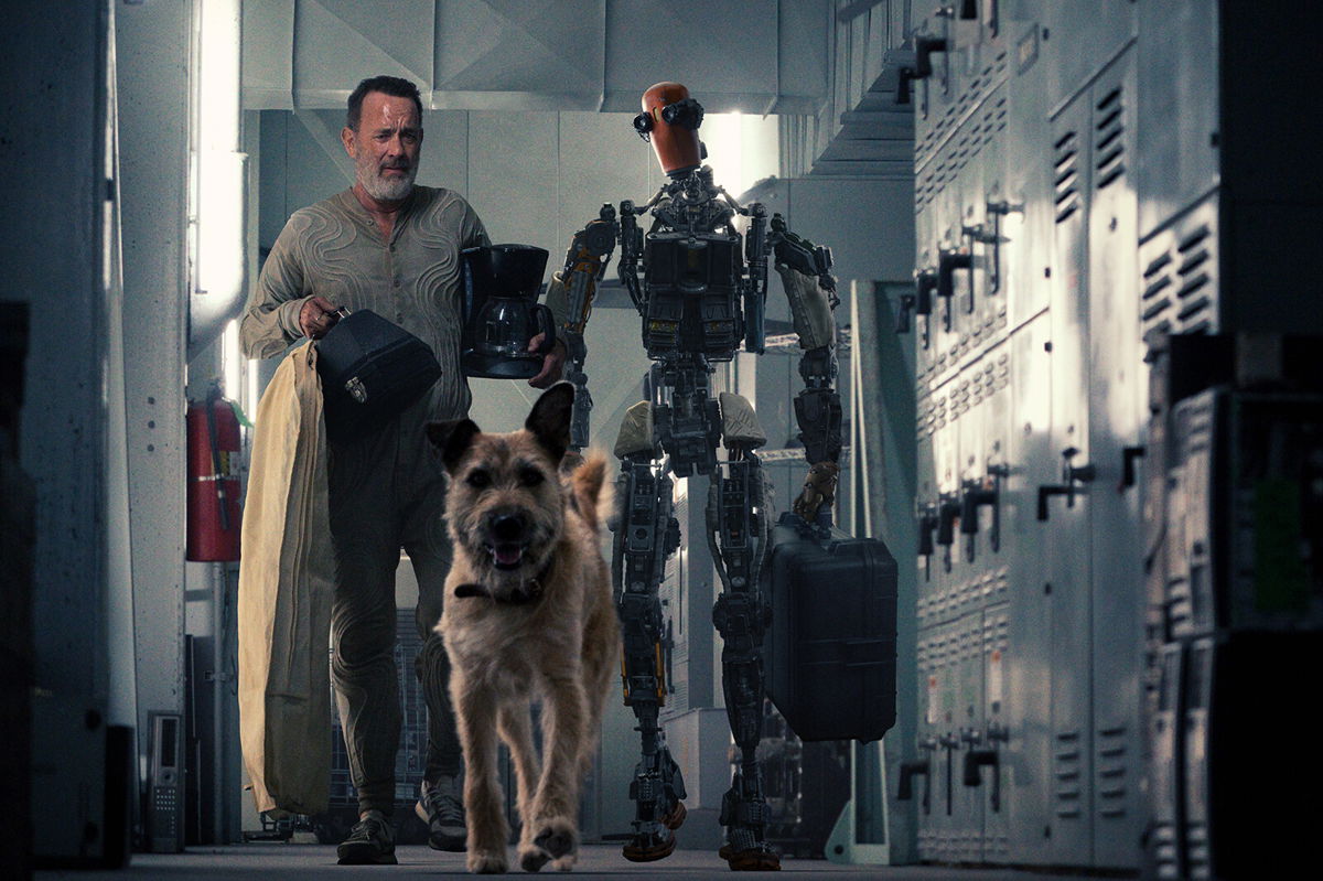 <i>Karen Kuehn/Apple</i><br/>Tom Hanks is alone again in the post-apocalyptic movie 'Finch