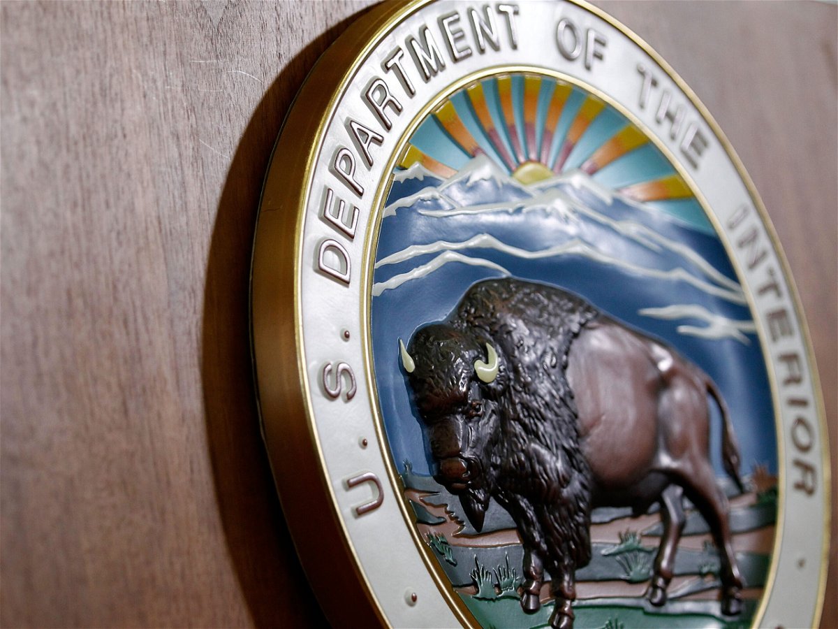<i>Alex Wong/Getty Images</i><br/>The Interior Department releases a long-awaited review of federal oil and gas leasing program. Pictured is the seal of U.S. Interior Department.