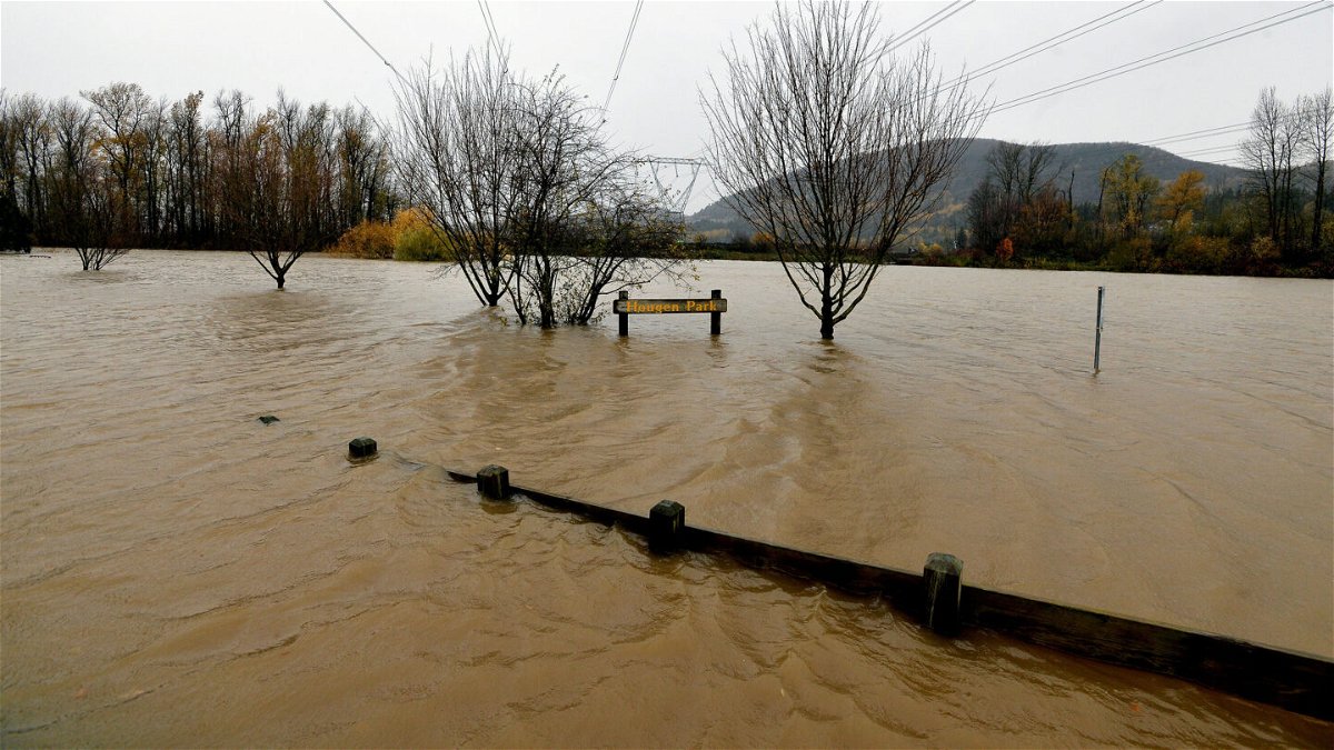 <i>Jennifer Gauthier/Reuters</i><br/>Hougen Park submerged after rainstorms lashed the western Canadian province of British Columbia