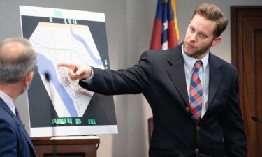 Former Glynn County police officer Ricky Minshew testifies during the trial for Ahmaud Arbery's shooting death at the Glynn County Courthouse on November 8