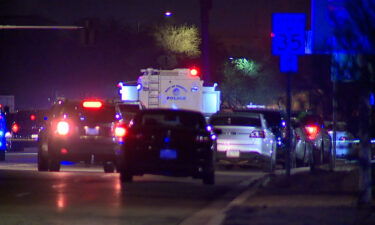 Law enforcement vehicles near the scene of Friday's shooting outside Phoenix's main airport.