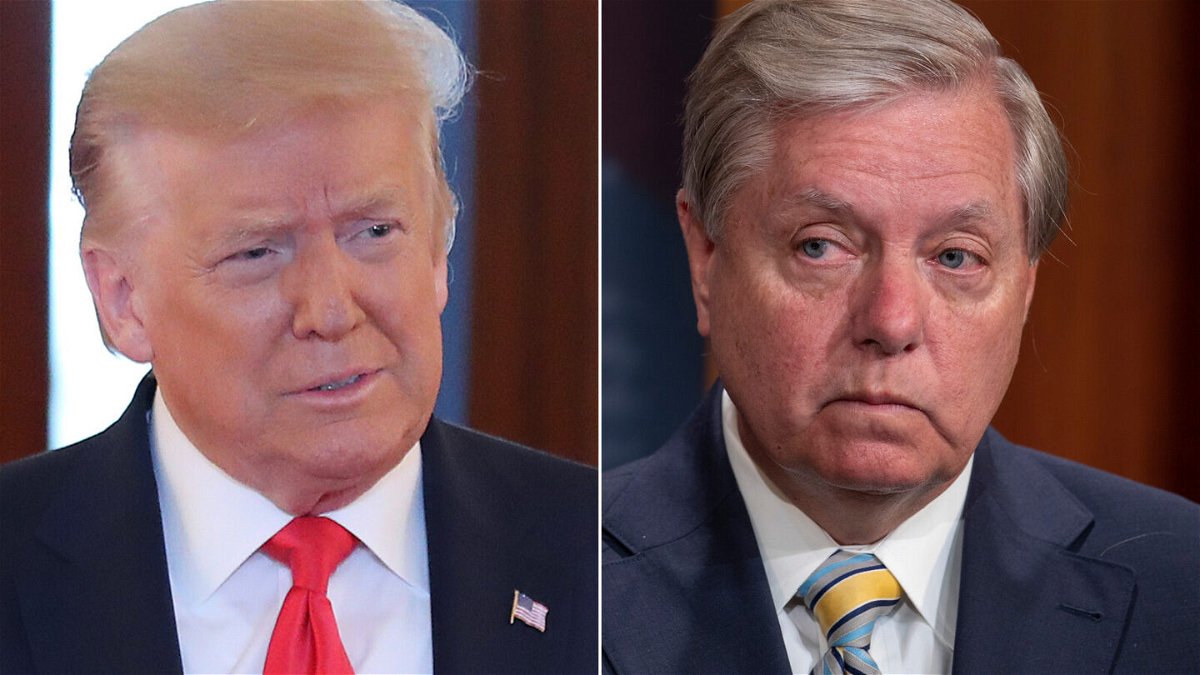 <i>Getty Images</i><br/>Republican Sen. Lindsey Graham (R) of South Carolina wants to have a platform for the GOP to speak to on climate change but former President Donald Trump (L) is still firmly in the denial camp.