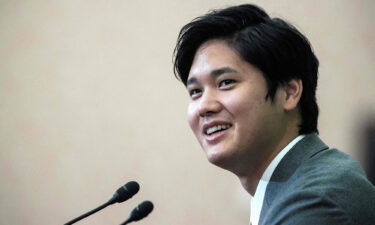 Los Angeles Angels phenom Shohei Ohtani is joining cryptocurrency exchange FTX as a global ambassador and taking a stake in the company. Ohtani is shown here at a press conference in Tokyo on November 15