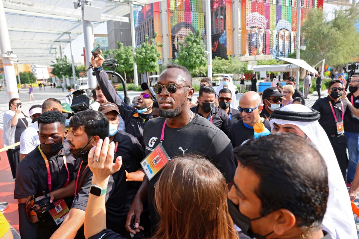 <i>GIUSEPPE CACACE/AFP/Getty Images</i><br/>Jamaican sprinter Usain Bolt arrives for a charity run at the Expo 2020