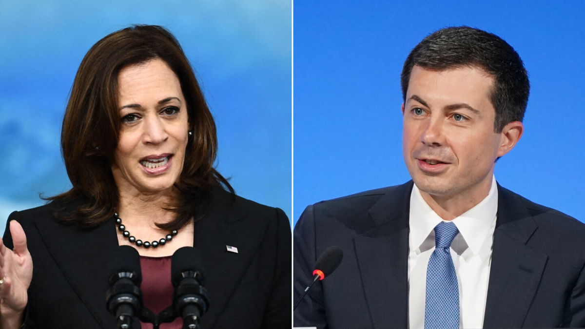 <i>Getty Images</i><br/>Transportation Secretary Pete Buttigieg tried to tamp down the idea that he and Vice President Kamala Harris are starting to quietly compete to be the future standard-bearer of the Democratic Party