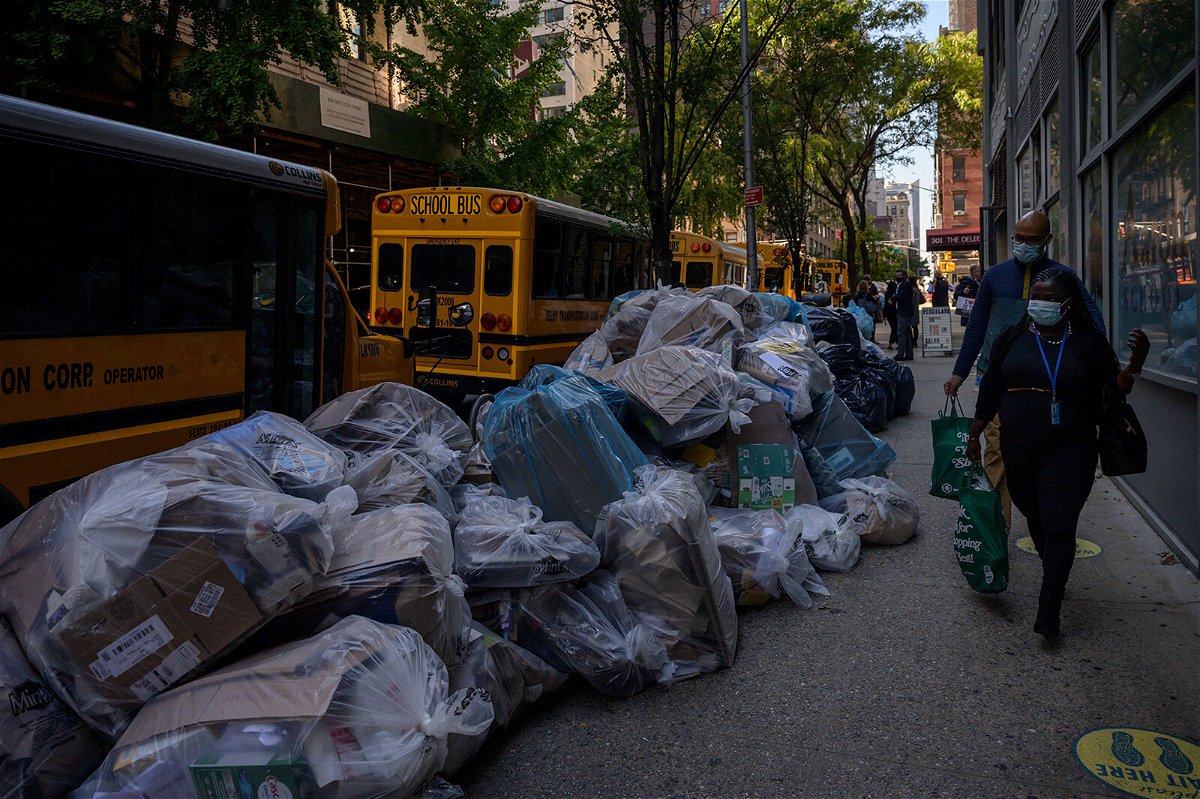 <i>Ed Jones/AFP/Getty Images</i><br/>Uncollected trash has piled up in parts of New York City as the Department of Sanitation has dealt with a delay in service and staffing issues
