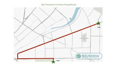 The City of Waukesha posted this graphic of the Christmas Parade route prior to the scheduled start Sunday afternoon.