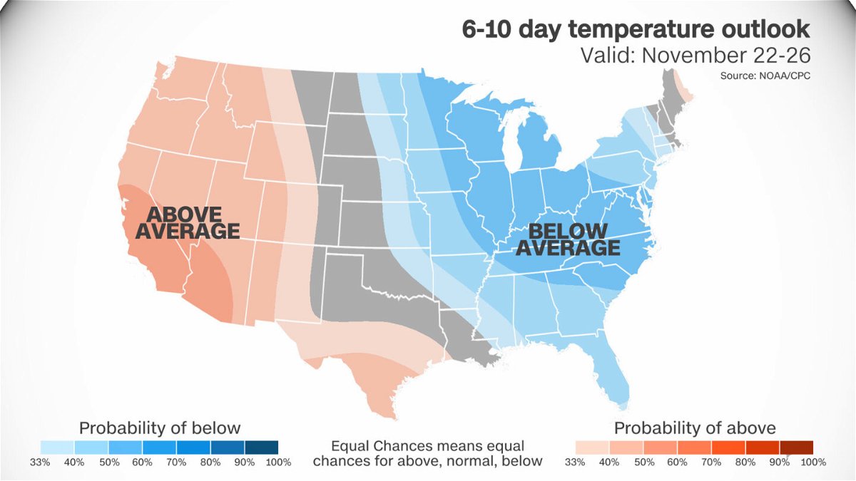 <i>CNN Weather</i><br/>Below-average temperatures are likely in the East