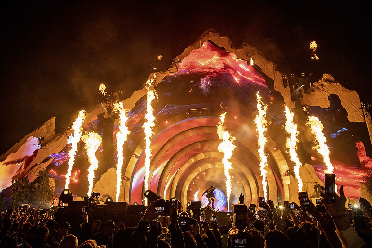 <i>Amy Harris/Invision/AP</i><br/>Travis Scott performs on day one of the Astroworld Music Festival at NRG Park on Nov. 5