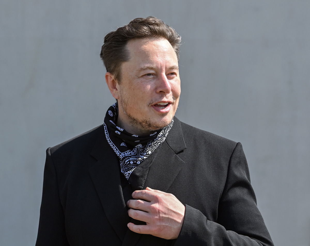 <i>Patrick Pieul/picture alliance/Getty Images</i><br/>Elon Musk says he'll let Twitter users decide if he should sell 10% of the 170.5 million shares he holds in Tesla. Musk is shown here at a press event on the grounds of the Tesla Gigafactory.