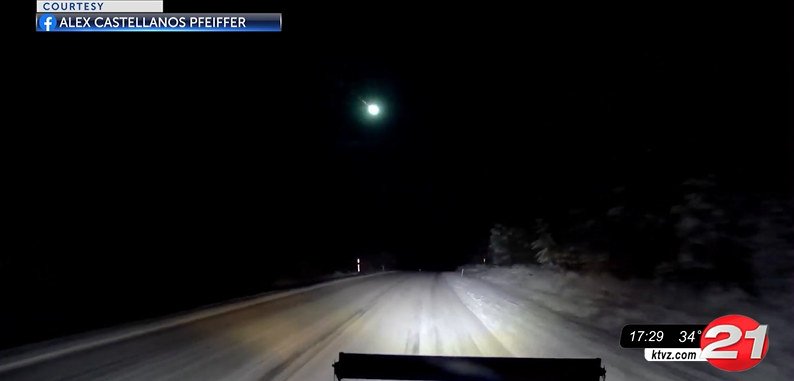Dashcam near La Pine captures streaking meteor -
