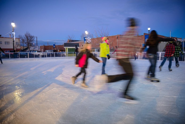 Skaters of all ages enjoy the downtown Redmond ice rink