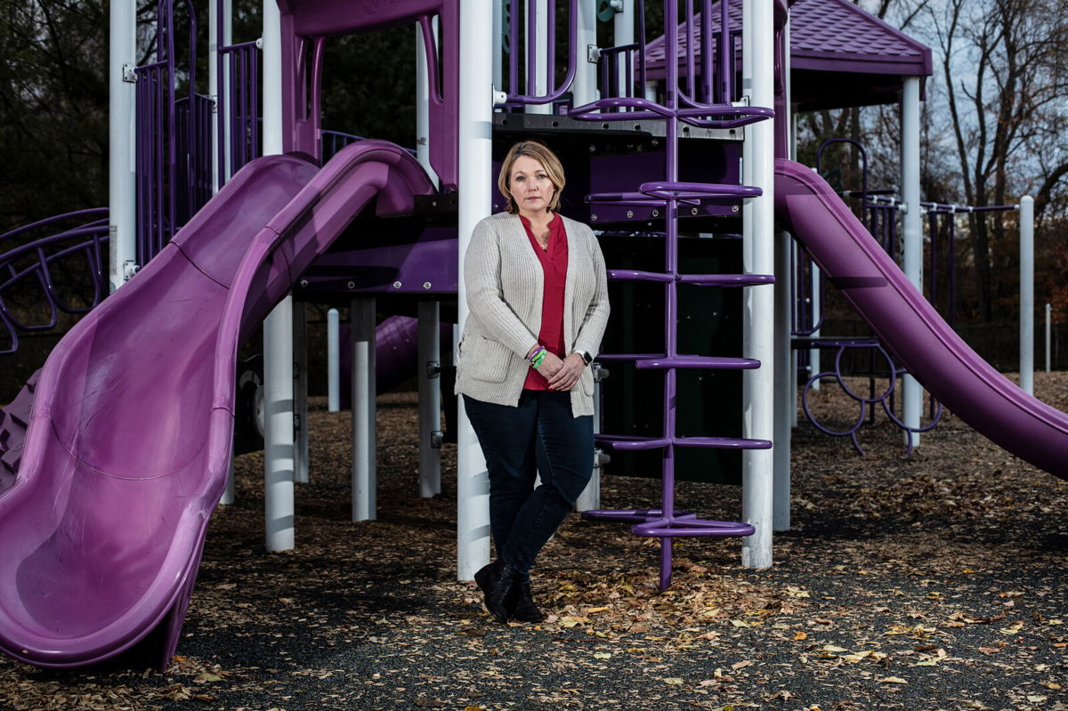 <i>Bryan Anselm/Redux for CNN</i><br/>Nicole Hockley poses for a portrait at a playground dedicated to her son Dylan
