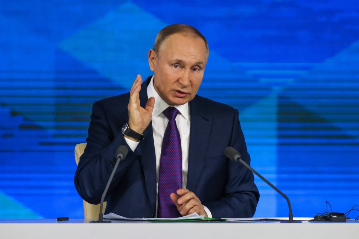 <i>Andrey Rudakov/Bloomberg/Getty Images</i><br/>Vladamir Putin blames the West for growing tensions on the Russia/Ukraine border during an end-of-year news conference on December 23.