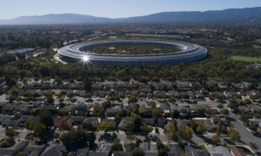 Apple Park's spaceship campus is seen from this drone view in Sunnyvale