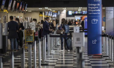 Travelers check-in at Congonhas Airport  in Sao Paulo