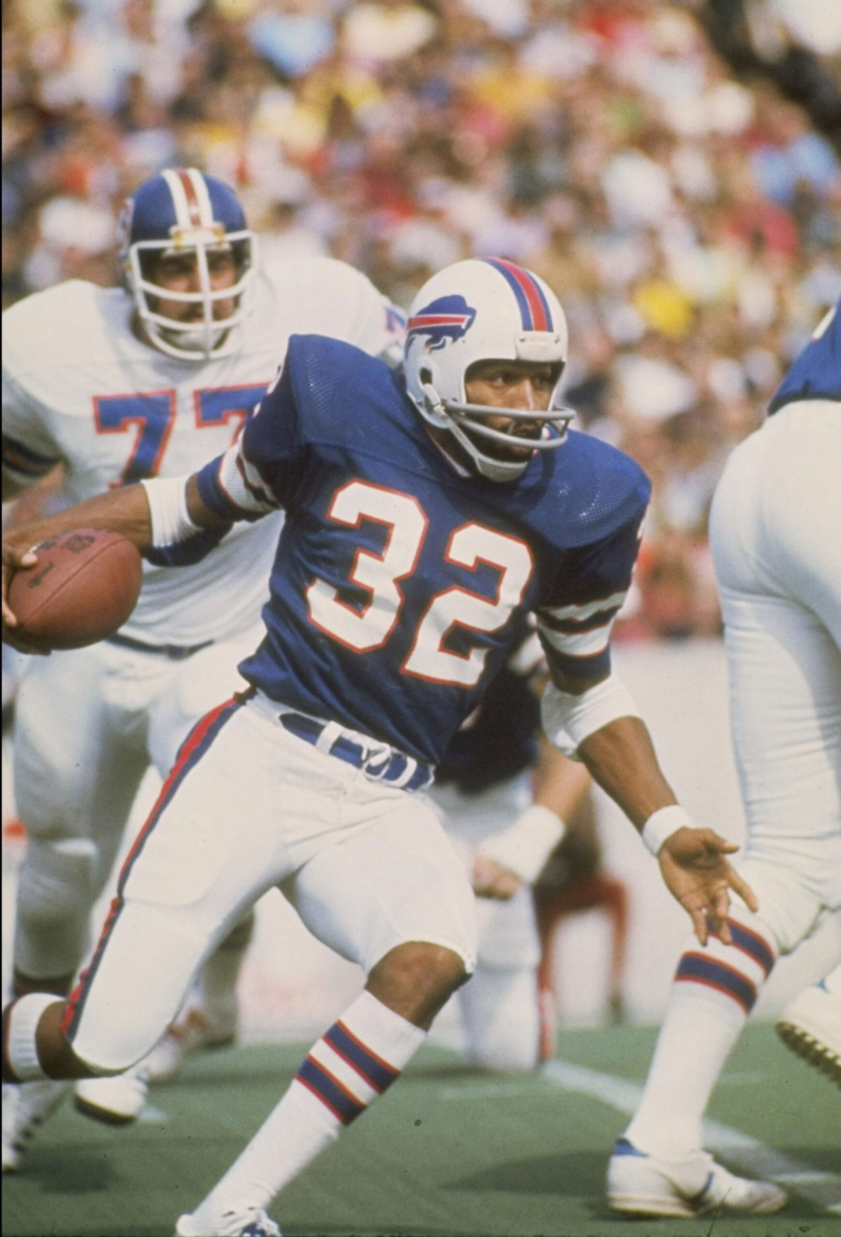 <i>Getty Images</i><br/>O.J. Simpson of the Buffalo Bills in action during a game against the Denver Broncos at Rich Stadium in New York.