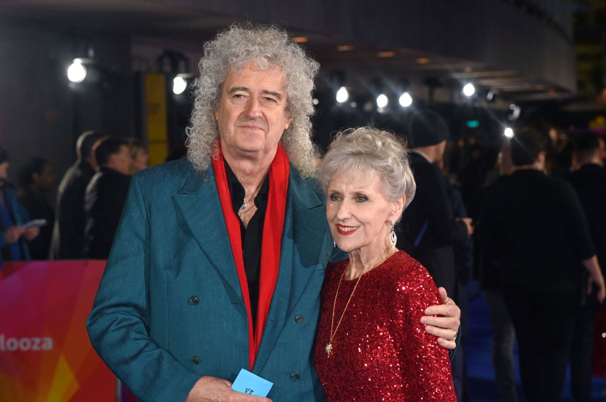 <i>Dave J Hogan/Getty Images</i><br/>Brian May (left) seen here with wife Anita Dobson